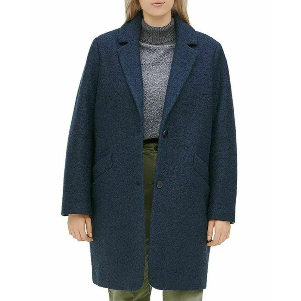 Marc New York Women' Paige Plus Pressed Boucle Wool Coat Plus Size 14W Dark Teal